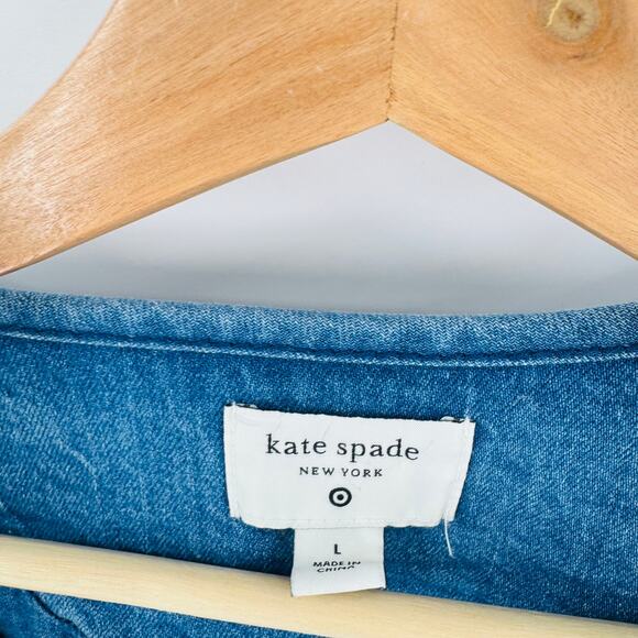 Kate Spade x Target Quilted Denim Jacket Blue Diamond Stitch Size L - Picture 4 of 8